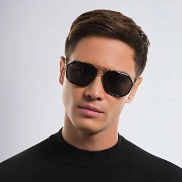NEW D&G DG2285 110687 Black Matte Dark Grey Pilot Unisex Sunglasses
